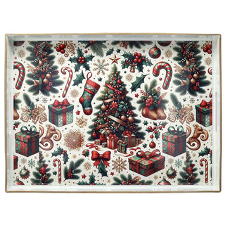 Tognana Porcellane Rectangular Christmas Tray Trees 48x35 cm White