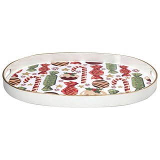 Tognana Porcellane Rectangular Christmas Tray Party Time 44x30 White