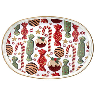 Tognana Porcellane Rechteckiges Weihnachtstablett Party Time 44x30 Weiß