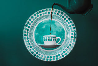 Villa Altachiara Set 6 Tazzine da Caffè Tabata con Piattino in Porcellana Verde Mare