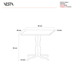 Vesta Square Coffee Table Decor Rainbow 50x50 cm