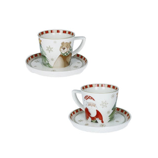 Brandani Set 2 Tazzine da Caffè Racconti con Piattino in Porcellana