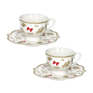 Brandani Set 2 Tazzine da Caffè Natalizie Treschic in Porcellana