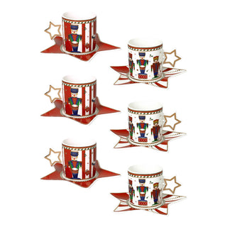 Brandani set 6 Tazzine da Caffè Lo Schiaccianoci in Porcellana