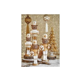 Fade Nutcracker Bear with XMas Carousel Garland Gold H32 cm