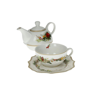 Brandani Carol Teapot Set with Cup and Saucer in Porcelain