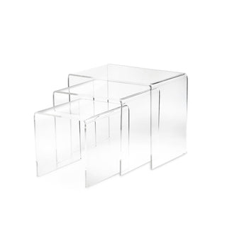 Vesta Set of 3 Simply Tris Stackable Coffee Tables in Acrylic Crystal