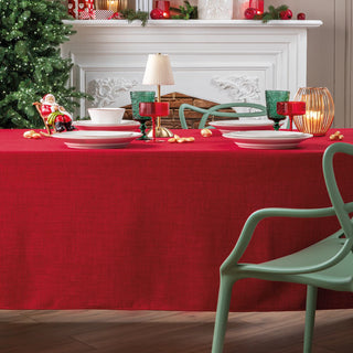 L'Oca Nera Tovaglia Natalizia Rossa Antimacchia 155x270 cm