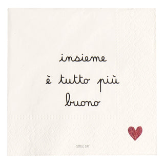 Simple Day Set 20 Tovaglioli in Carta Insieme È Tutto Più Buono 33x33 cm