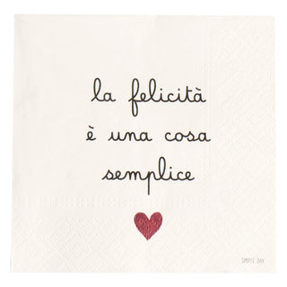 Simple Day Set 20 Tovaglioli in Carta Insieme La Felicità è Una Cosa Semplice 33x33 cm