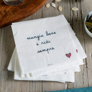 Simple Day Set 20 Tovaglioli in Carta Mangia Bene e Ridi Sempre 33x33 cm