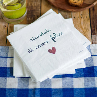 Simple Day Set 20 Tovaglioli in Carta Ricordati di Essere Felice 33x33 cm
