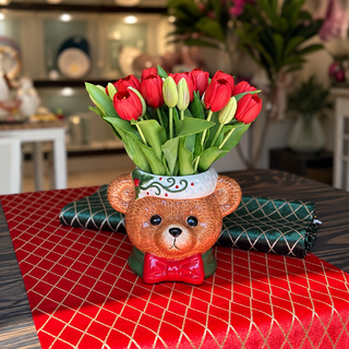 Fiori Di Lena Runner Natalizio Rosso con Glitter Effetto Geometrico 150x43