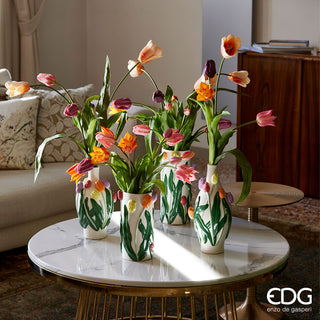 EDG Enzo De Gasperi - Juego de 2 tulipanes Olis con 3 flores, altura 48 cm, tonos morados