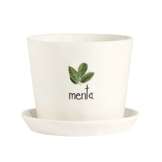 Simple Day Vaso Menta con Sottovaso D15 cm in Gres