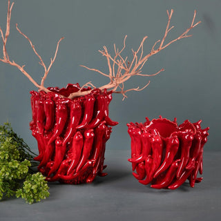 Dino Bianchi Vaso Spicy Peperoncini Rosso Intenso in ceramica H32 D27 cm