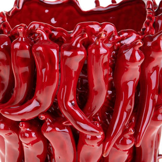 Dino Bianchi Vaso Spicy Peperoncini Rosso Intenso in ceramica H32 D27 cm