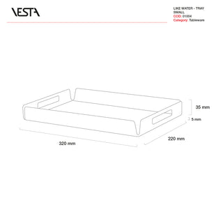 Vesta Small Rectangular Tray Like Water in White Acrylic Crystal