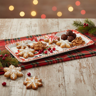 Brandani Vassoio Rettangolare Natalizio Racconti 40x18 cm in Porcellana