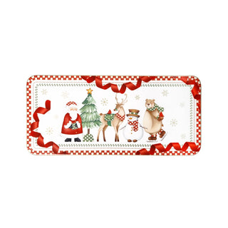 Brandani Vassoio Rettangolare Natalizio Racconti 40x18 cm in Porcellana