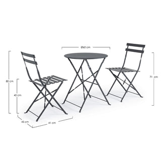 Andrea Bizzotto Outdoor Garden Set Bistrot Anthracite