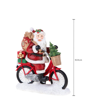 Bianchi Dino Decorazione Natalia Babbo Natale in Bici H24 cm