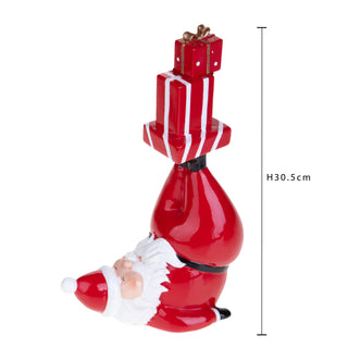 Bianchi Dino Decorazione Babbo Natale con Pacco Regalo H30,5 cm in Resina