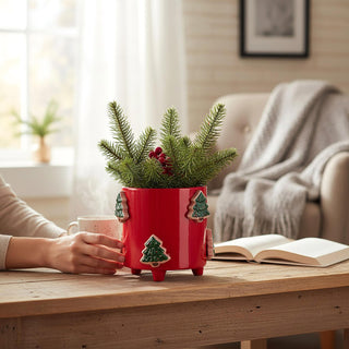 Bianchi Dino Cachepot Albero di Natale Rosso H18 Cm
