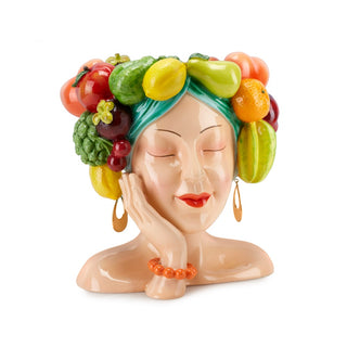Fade Ornament Florero busto Soledad con fruta Alt. 29 cm
