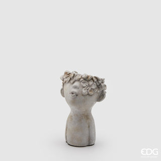 EDG Enzo De Gasperi Cement Vase High Head with Flowers H18 cm