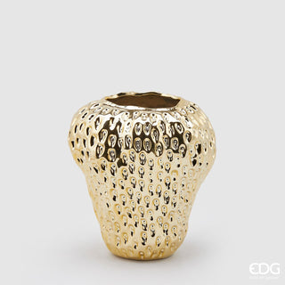 EDG Enzo De Gasperi Vase Chakra Strawberry Gold H26 cm