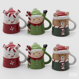 EDG Enzo De Gasperi Set 6 Assorted Christmas Coffee Cups