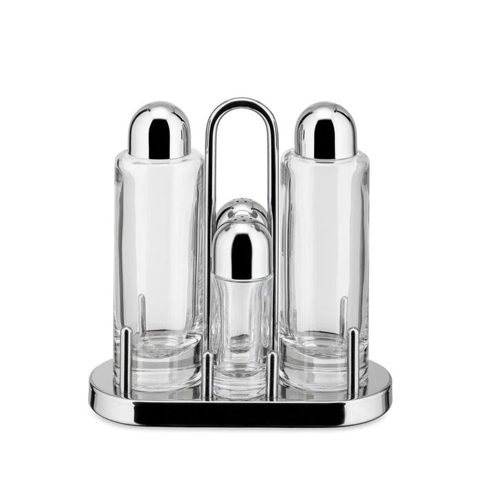 Set Portacondimenti Alessi 5070 - Acciaio Inox E Vetro, Per Olio, Aceto, Sale E Pepe - Foto 8