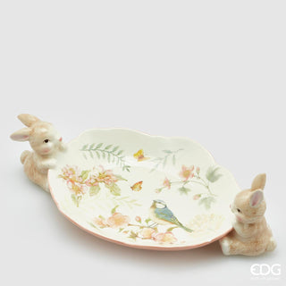 EDG Enzo De Gasperi Plate with 2 Rabbits h10x32.5x18 cm