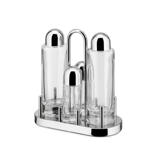 Alessi Set Condiments Oil Vinegar Salt and Pepper in Stainless Steel