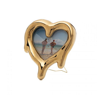 Seletti Mirror Frame Melted Heart in Porcelain H35 cm Gold