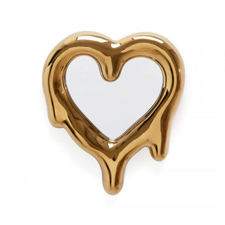 Seletti Specchio Cornice Melted Heart in Porcellana H35 cm Gold