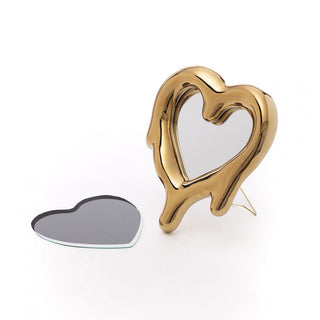 Seletti Mirror Frame Melted Heart in Porcelain H35 cm Gold