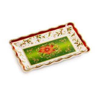 Lamart Christmas Tray in Green Porcelain 32x21 cm