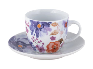 Villa Altachiara Set of 6 Coffee Cups with Peony Saucer in Porcelain