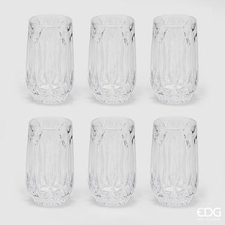 EDG Enzo De Gasperi Set 6 Bicchieri Acqua Diamante in Vetro H14 D8 cm