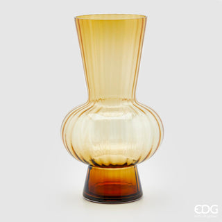 EDG Enzo De Gasperi Striped Vase with Sphere H45 D26 cm Amber
