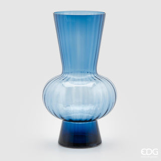 EDG Enzo De Gasperi Striped Vase with Sphere H45 D26 cm Blue