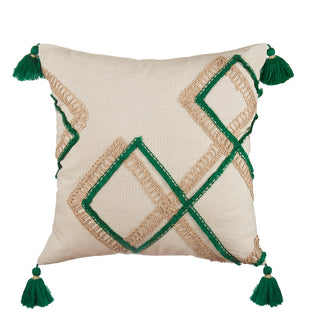 L'Oca Nera Cotton Cushion with Applications and Embroideries 45x45 cm