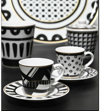 Baci Milano Set 2 Coffee Cups with Optical Saucer in Porcelain