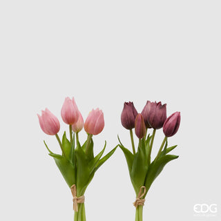 EDG Enzo De Gasperi Set 2 Bouquet Di Tulipani Sfumature Di Lilla H26 cm