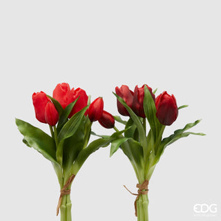 EDG Enzo De Gasperi Set 2 Bouquet Di Tulipani Sfumature di Rosso H28 cm