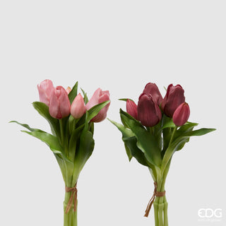 EDG Enzo De Gasperi Set 2 Bouquet Di Tulipani Sfumature di Rosa H28 cm