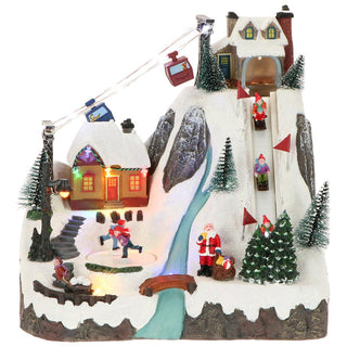 Timstor Animated Snow Village with Skiers Lights and Sounds 29cm