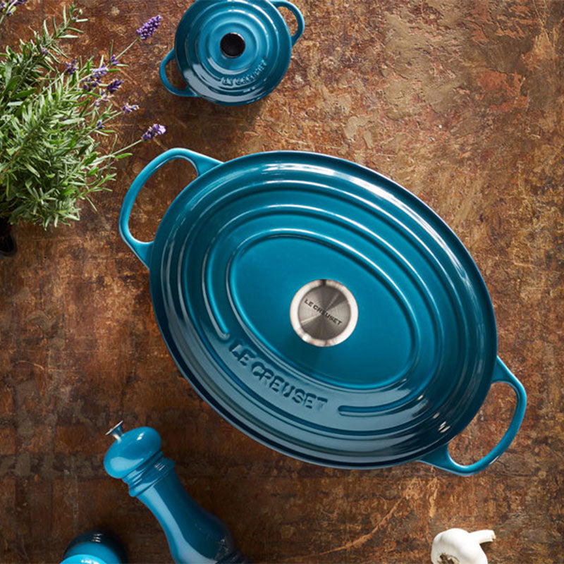 Le Creuset Cocotte Ovale In Ghisa Vetrificata - Casseruola 29 Cm Chambray, Made In France, Per Forno E Induzione - Foto 2